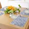 Ambesonne Indigo Place Mats Set of 4, Modern Minimalist Spring Time Flowers Swirls Leaves Image, Washable Fabric Placemats for Dining Table, Standard Size, Pale Blue Navy Blue